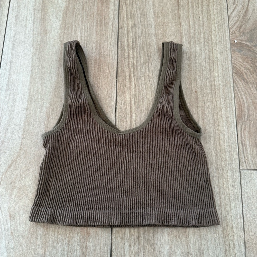 Urban Outfitters 90s Grunge Capsule Basic Earthy Lounge Ribbed Knit Crop Top - Picture 4 of 4